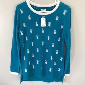 Crown & Ivy Blue Pineapple Print Sweater